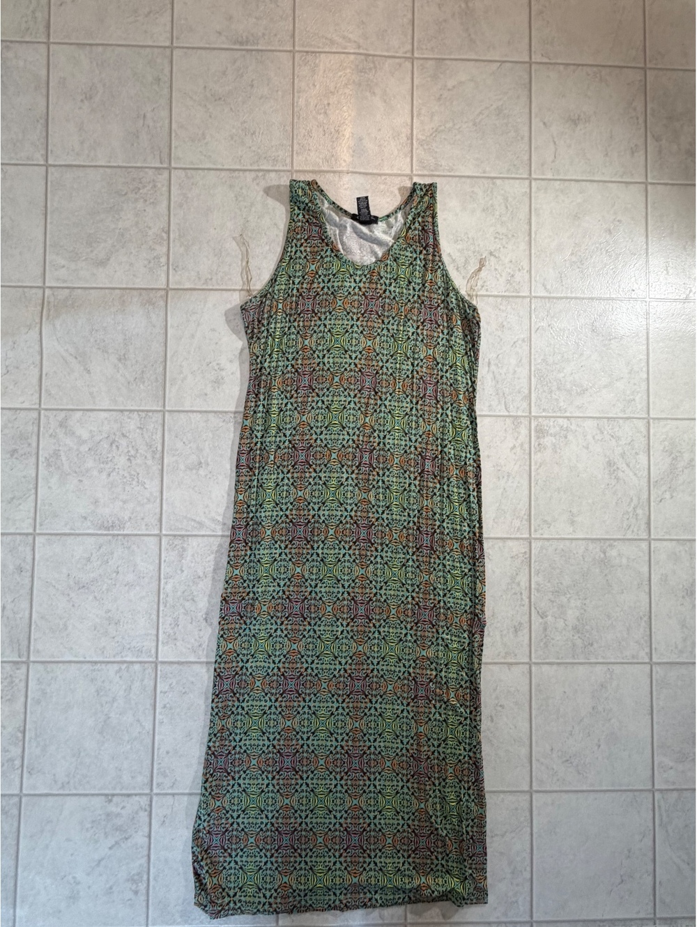 Rouge Collection Sleeveless Rayon Spandex Patterned Maxi Dress Size 1X
